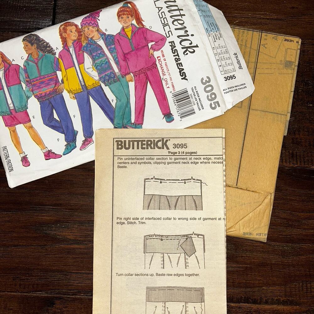 Butterick Classics 3095 Girl’s Jacket, Vest, Skirt & Pants 90s Costume 1993 7-14